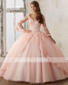 Item specifics Item Type:Quinceanera Dresses Decoration:Tiered,Beading,Appliques Built-in Bra:Yes Silhouette:Ball Gown Sleeve Style:Regular Sleeve Length(cm):Full Fabric Type:Organza Neckline:Sweetheart Dresses Length:Floor-Length Pink Ball Gown, Ceremony Dresses, Lace Party Dresses, Quince Dresses