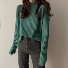 Mock Total Length Bust Sleeve Length 61 116 70 measurement is cm.Product Information Material: 100% Mixed Fiber Color: Black Loose Pullover Sweater, Loose Clothing, Dti Outfits, Sweater Autumn, Loose Pullover, Bottoming Shirt, Linen Pants Women, Fashion 2024, Loose Outfit