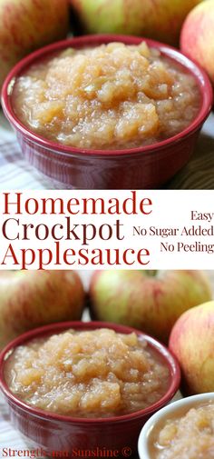 homemade crockpot applesauce in small red bowls