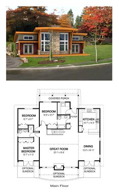 two story house plans with an open floor plan for the front and back of the house