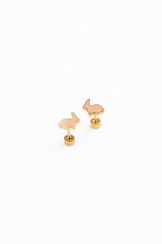 The Bunny Playful Gold Enamel Earrings, Playful Hypoallergenic Gold Earrings, Playful Gold Hypoallergenic Earrings, Playful Adjustable Gold Earrings, Rabbit Earrings, The Bunny, Girls Earrings, Screw Back Earrings, Post Design