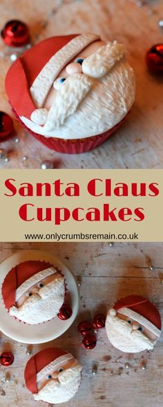 the santa cupcakes have been made to look like santa