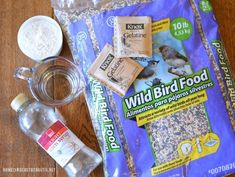 the bird food is laid out on the table