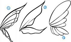 step by step instructions on how to draw a butterfly's wings and wing tips