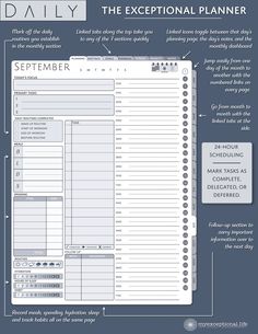 the daily planner is shown with instructions for each month, and it's important to keep