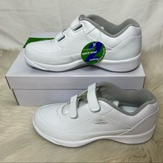 These Assist Walking Shoes By Easy Spirit Feature A White Leather Outer With Light Gray Details And A Soft Light Gray Inner, A Very Supportive And Removable Insole, Cushioned Sides And Tongue, Two Strong Velcro Straps For Easy On And Off, And About A 1" Heel. These Were My Grandma's Favorite Shoes That Made Her Feel Safe And Stable Enough For Going On Walks And For Every-Day Wear. These Are Brand New In Their Original Box So They Are In Perfect Condition And Will Be Shipped In Their Original Box White Closed Toe Walking Shoes, Going On Walks, Easy Spirit Shoes, Easy Spirit, Feel Safe, Velcro Straps, Walking Shoes, Soft Light, Soft Lighting