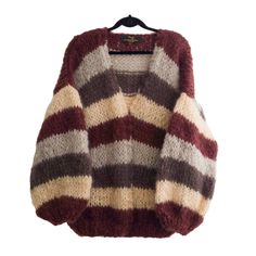 New hand knitted mohair cardigan in multicolour (brown/beige/grey) Vibe Check, Mohair Cardigan, Knit Fashion, Brown Beige, Sweater Jacket, Cardigans For Women, The Netherlands, Sweater Outfits, Hand Knitting