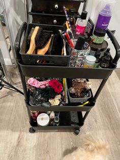 #blackgirlhair #haircare #storageandorganization Organized Hair Products, Hair Stuff Storage, Hair Products Organizer, Hair Stuff Organization Bedroom, Cosmetologist Aesthetic Hair, Hair Storage Ideas Organizing, Hair Supply Organization, Hair Stuff Organization, Hairstylist Organization