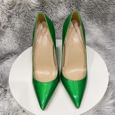 TAAFO Glossy Olive Green Women Pointy Toe High Heel Shoes Celebrity Party Stiletto Pumps 8cm 10cm 12cm 12cm Green-33 Green Heels With 4-inch Heel For Party, Fitted Green Heels With 4-inch Heel, Green 4-inch Heels For Party, Green High Heel Evening Heels, Green High Heels For Evening, Green Fitted High Heel Court Shoes, Fitted Green High Heel Court Shoes, Green Round Toe Court Shoes For Party, Elegant Green Court Shoes For Party