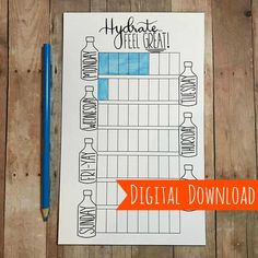 a printable bottle chart is shown on a wooden table