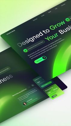 the landing page for an app designed to grow your business, with green and black colors