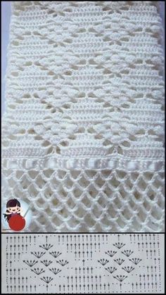 the crocheted blanket is made with white yarn