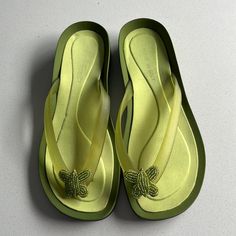 Never Used Flip Flops. Lime Green With Beaded Butterfly. Size 7 Green Flip Flops, Beaded Butterfly, Nine West Shoes, Nine West, Lime Green, Women's Shoes Sandals, Flip Flops, Shoes Sandals, Size 7