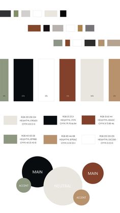 the color scheme for an interior design project, with different shades and colors on it