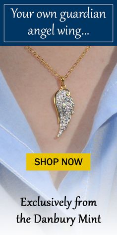 Worn as a personal guardian, in memory of someone dear, or simply as an expression of freedom, this beautifully detailed angel's wing pendant is plated in 14kt gold and shimmers with 6 genuine diamonds. Order today! Angel Wing Pendant, 14kt Gold, Angel Wings, Diamond Pendant, Gold Necklace, Diamonds, Angel