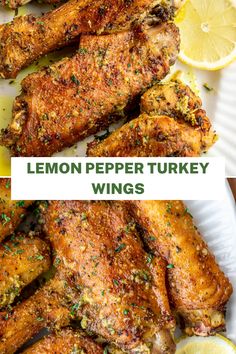 lemon pepper turkey wings on a white plate