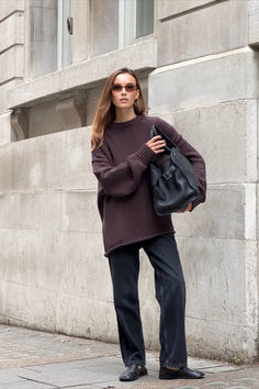 @wostova styles the Roy Longline Knit Jumper. Fall Fits, Wool Knit, Rolled Hem, Knit Jumper, Sleeve Designs, Long A Line, Muse, Fall Outfits, Work Wear