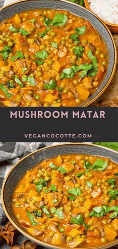 Spinach And Peas Recipes, Mushroom Mattar Masala Recipe, Mushroom Peas Curry, Mushroom Curry Indian Coconut Milk, Mushroom Mattar Masala, Mushroom And Peas Recipes, Mushroom Curry Indian, Pea Curry Recipes, Mushroom Mattar