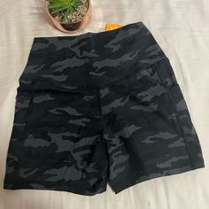 Biker Short For Woman, Size M ,Gray Camo , Nwt! Fitted Gray Activewear For Outdoor Activities, Urban Style Black Activewear For Outdoor Activities, Casual Biker Shorts For Outdoor Activities, Casual Gray Biker Shorts For Workout, Gray Activewear For Outdoor Fall Activities, Gray Fall Outdoor Activewear, Sports Medium Support Moisture-wicking Biker Shorts, Black Moisture-wicking Athletic Biker Shorts, Compressive Moisture-wicking Biker Shorts With 5-inch Inseam