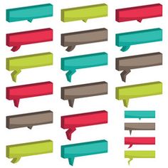 a group of different colored speech bubbles