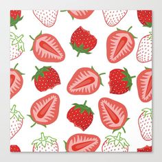 strawberries and strawberrys on white background canvas print