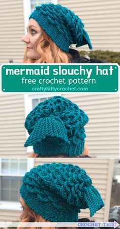 the mermaid slouchy hat is free crochet pattern