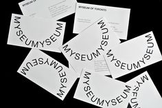 several pieces of paper that have been cut into small squares with the words museum on them