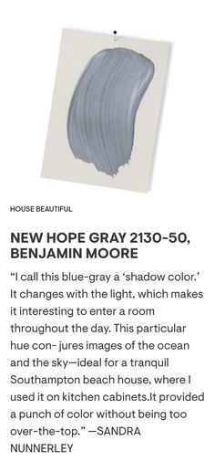 an ad for the new hope gray shade from benjam moore's hair color