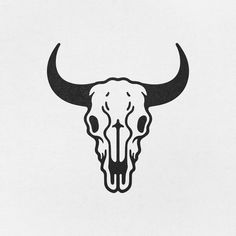 a bull's skull with long horns on a white background