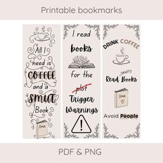 the printable bookmarks for coffee and other things