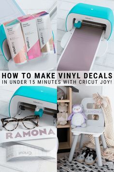 the instructions for how to make vinyl decals in under 15 minutes with cricut joy