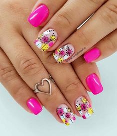 50+ Summer Nails Perfect For Your Next Mani! - The Pink Brunette | Summer Nails 2023 Nails Inspiration Summer 23, Dot Work Nail Art, Cute Butterfly Nails, We Heart It Nails, Nails Art Designs, Hippie Nails, Trendy Nail Art Designs, Short Nails Art