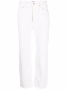 white cotton cropped straight leg front button fastening classic five pockets Conscious: We've partnered with Good On You – an ethical agency that rates how sustainably brands perform. This item comes from a brand that performs well in relation to their impact on people, which ensures good working conditions in the supply chain. Toteme Jeans, Supply Chain, Straight Jeans, White Cotton, Straight Leg Jeans, Leg Jeans, White Jeans, Womens Bottoms, Kitten Heels