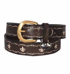 Equine Couture Children's Cacey Leather Belt - Breeches.com Shirt Tucked In, Kids Couture, Suspenders, Cloth Bags, Leather Belt, Bag Accessories, Crown, Couture, Embroidery