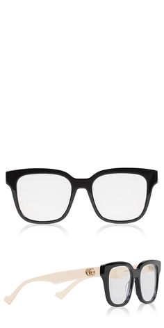 Generation Square Acetate Optical Glasses White Temple, Gucci Glasses, Alessandro Michele, Optical Glasses, Black Square, Square Frames, Prescription Lenses, Classic Black, Mirrored Sunglasses