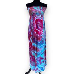 "This one-of-a-kind dress has been ice-dyed creating a colorful organic geode pattern. It has been tie dyed using professional fiber reactive Procion fabric dyes. Machine washable and ready to wear. Perfect for festival season, lounging around the house or night out on the town.  Item Details: - Old Navy brand Sundress - Upcycled Item - Women's Size XS - 100% Cotton Knit - Smocked Bust - Prewashed and Preshrunk - Chest: 24\"-28\" - Waist: 34' - Hips: 44\" - Total Length: 47\" The item in photos is the item that you will receive. Please note that color may vary slightly based on your monitor settings.  Please see my other listings for other one-of-a-kind tie dyes." Pink Sleeveless Hippie Dress, Purple Sleeveless Festival Maxi Dress, Pink Sleeveless Maxi Dress For Festival, Purple Sleeveless Maxi Dress For Festival, Hippie Sleeveless Pink Dress, Geode Pattern, Hand Dyed Clothing, Fuchsia Purple, Reverse Tie Dye