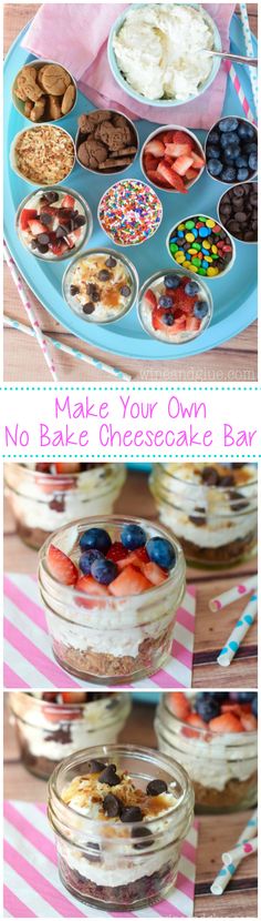 an image of desserts in mason jars with strawberries and blueberries on top