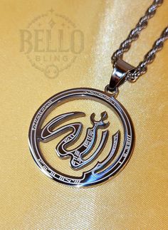 Stainless Steel Necklace: Introducing our stunning collection of Allah Pendants, meticulously crafted with a silver-finish stainless steel. These pendants feature beautiful Arabic calligraphy spelling "Allah," symbolizing faith and divine protection. Each pendant showcases unique design elements, perfect for expressing your spiritual devotion. Pendant Material: Silver-finish stainless steel Design: Arabic calligraphy with unique shapes and borders Features: Hypoallergenic, intricate craftsmanshi Spiritual Silver Stainless Steel Necklace, Symbolic Silver Jewelry With Laser Engraving, Spiritual Personalized Silver Jewelry, Personalized Silver Spiritual Jewelry, Personalized Spiritual Silver Jewelry, Symbolic Silver Laser Engraved Jewelry, Symbolic Laser Engraved Silver Jewelry, Symbolic Silver Engraved Jewelry, Silver Symbolic Engraved Jewelry