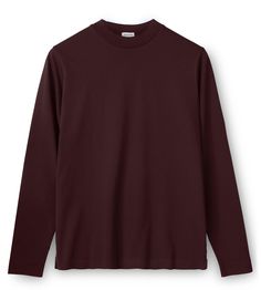 Long Sleeve High Neck T-Shirt, Mahogany, 150 g/m2 100% Supima Cotton Brown Long Sleeve Shirt, Full Sleeve Tshirt, T Shirt Png, Brown Tshirt, Half Zip Sweatshirt, Embroidered Clothes, Supima Cotton, Character Outfits, What I Wore