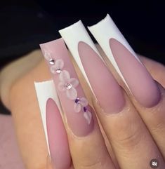 Simple Long Nails Design, Long Acrylic Nail Designs 3d Flowers, Long Acrylic Nails 3d Flower, Long Acrylic Nails Coffin 3d Flowers, Long Square Acrylic Nails 3d Flowers, Long Square Acrylic Nails With Diamonds Pink, Long Square Nails, Plain Nails