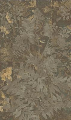 a brown and gold wallpaper with leaves on it