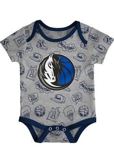 This Baby Blue One Piece Set features a softhand screen print on center chest. You'll love dressing up your future Mavericks fan in this Dallas Mavericks Baby Blue Trifecta One Piece Set. Softhand screen print on center chest, Set of 3 creepers, All over print featured on one creeper, Contrast color trim on neckline and leg openings, Short sleeve, Three snap closure, Lap neckline for easy dressing, Perfect for even the youngest fans!, 100% COTTON JERSEY Temporary Store, One Piece & Sets, Blue One Piece, Easy Dressing, Dallas Mavericks, Creepers, Simple Dresses, Screen Print, Baby Blue