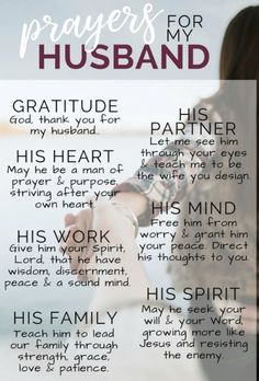 a poster with the words prayer for my husband and his family on it's back