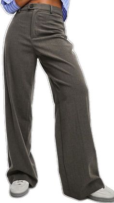 Chic Gray Bottoms For Business Casual, Chic Gray Wide Leg Pants For Formal Occasions, Chic Gray Wide Leg Pants For Work, Chic Gray Straight Dress Pants, Gray High Waist Pants For Formal Occasion, Chic Gray Dress Pants For Fall, Chic Gray Pants For Work, Gray Wide Leg Pants For Business Casual, Chic Gray Bottoms For Office