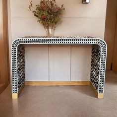 Moroccan MOP Inlay Waterfall Console Table Black Waterfall Console Table, Waterfall Console, Divan Sofa, Console Table Black, Sofa Bar, Hand Carved Furniture, تصميم الطاولة, Bone Inlay Furniture, Console Tv