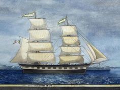 a painting of a sailing ship in the ocean