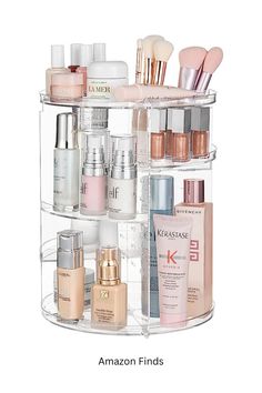 Makeup Organizer Countertop, Spinning Organizer, Rotating Makeup Organizer, Penyimpanan Makeup, Perfume Organizer, Care Organization, Perfume Organization, Cosmetic Display, Make Up Organiser