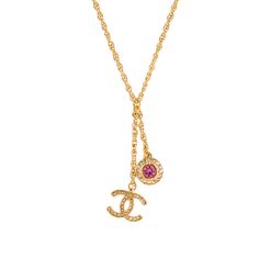 Double Cc Drop Pendant Necklace With Pink Strass Accents. Gold Plated. Includes Box And Tags. Matching Earrings Also Available! Chanel Necklace, Drop Pendant Necklace, Chanel Jewelry, Jewelry Pendant, Drop Pendant, Matching Earrings, Pendant Jewelry, Womens Jewelry Necklace, Gold Plate