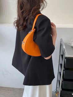 BirdinBag - Sleek Baguette Bag: Elegant and Minimalistic Design Trendy Office Baguette Shoulder Bag, Modern Orange Everyday Shoulder Bag, Trendy Handheld Baguette Bag For Office, Casual Baguette Bag With Single Shoulder Strap For Office, Solid Color Satchel Baguette Bag With Single Shoulder Strap, Versatile Everyday Handheld Baguette Bag, Chic Office Hobo Bag With Mobile Phone Pocket, Chic Handheld Baguette Bag, Chic Orange Rectangular Hobo Bag