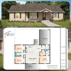 the magnolia plan is shown with two bedroom, one bathroom and an attached living area